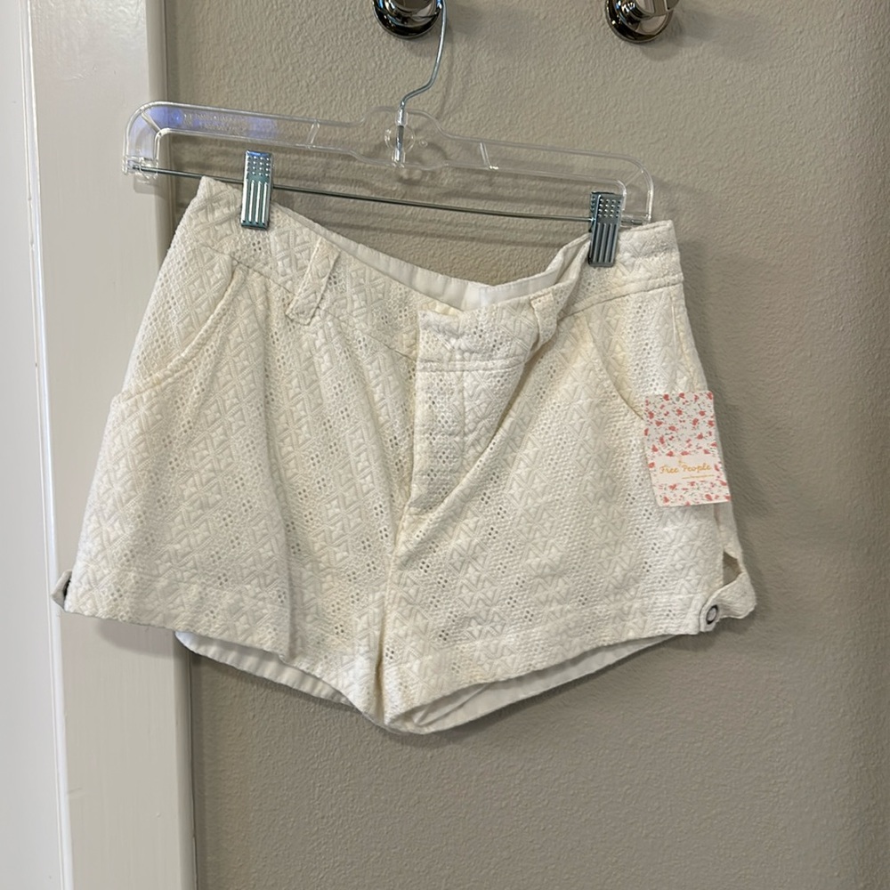 White lace like design shorts